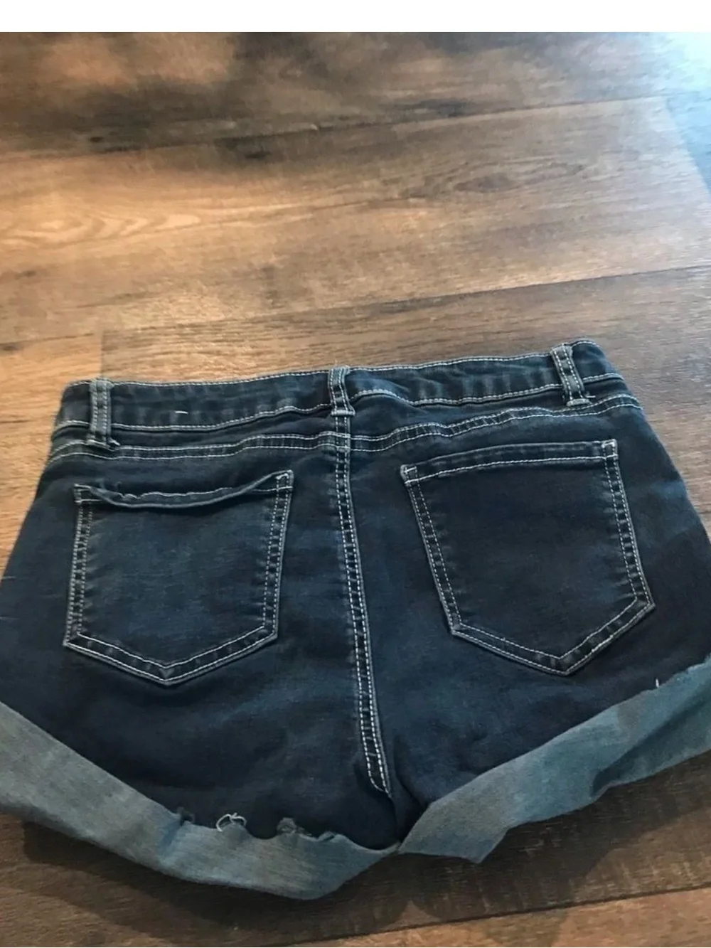 NOBO Dark Wash Distressed Button-Front Jean Shorts